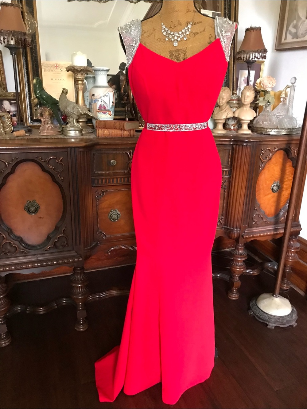 Vintage Red Victorian-inspo Prom Gown Valentine’s New Year's Dress w Belt/Choker